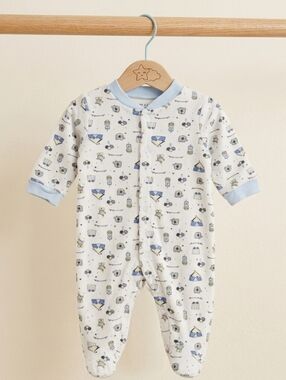 Sandy & Simon Baby Boys Circus Print Long Sleeve Footie Size 0-3M